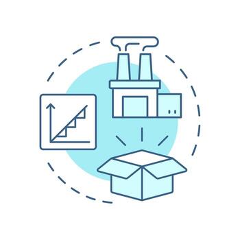 Lag strategy soft blue concept icon. Increase production after demands. Capacity management regulation. Round shape line illustration. Abstract idea. Graphic design. Easy to use in presentation vector