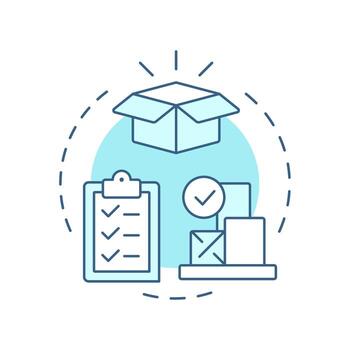 Inventory management soft blue concept icon. Forecasting production needs. Benefit of capacity regulation. Round shape line illustration. Abstract idea. Graphic design. Easy to use in presentation vector