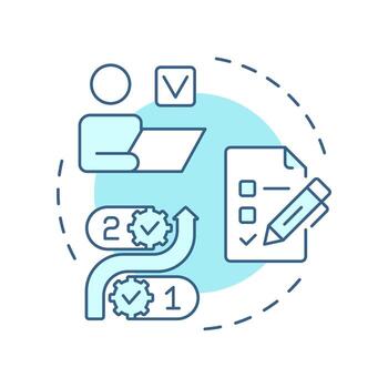 Operacional capacidad administración suave azul concepto icono. diario ejecución de negocio procesos y tareas. redondo forma línea ilustración. resumen idea. gráfico diseño. fácil a utilizar en presentación vector