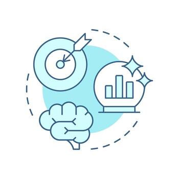 demanda pronóstico exactitud suave azul concepto icono. mejor alineación de recursos. capacidad administración métrico. redondo forma línea ilustración. resumen idea. gráfico diseño. fácil a utilizar en presentación vector