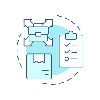 recurso disponibilidad suave azul concepto icono. empresa capacidad demanda respuesta. capacidad administración métrico. redondo forma línea ilustración. resumen idea. gráfico diseño. fácil a utilizar en presentación vector