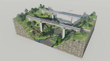 A 3d model of a bridge over a river video
