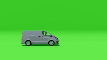 A small van on a green screen video