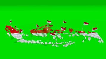 Indonesia map with flags animation video