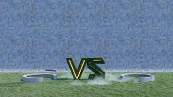 A green wall with a sign that says versus video
