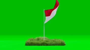 Indonesia flag on green screen animation video