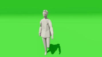 A 3d model of a person walking on a green screen video