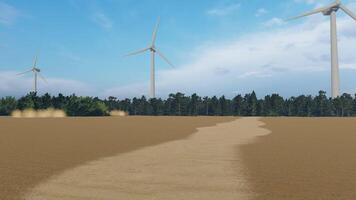 A wind farm in the middle of a field video