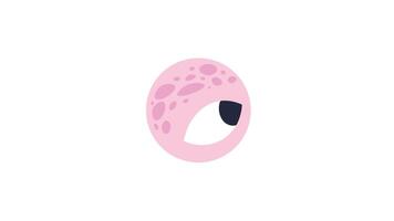 Pink cratered planet with eye watching blinking 2D character animation. Surreal craters otherworldly cosmic symbol. Celestial alien animated creature cartoon 4K isolated on white transparent video