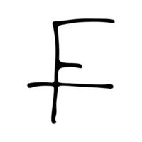 Hand drawn swiss franc currency symbol. Brush stroke doodle. Single element for design twenty-two vector