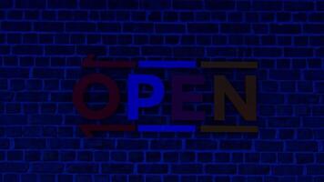 Open sign on a brick wall video