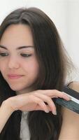 Young woman engaged in dynamic discussion with attentive businessmen video