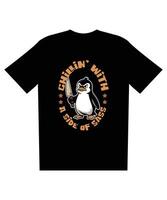 Sassy Penguin T-Shirt Design Dark Humor, Illustration, Cool Graphic, Black Apparel Mockup vector