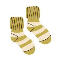 Warm knitted socks with a pattern. Home clothes. vector