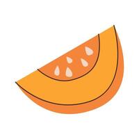 Pumpkin slice with seeds. Element of seasonal cooking. illustration. vector