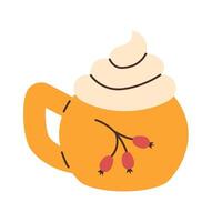 Creamy autumn drink with foam. illustration. vector