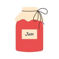Jar of strawberry jam. Sweet homemade jam. illustration. vector