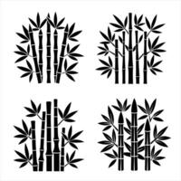 Traditional Black Bamboo Silhouette Set for Nature and Design Projects vector