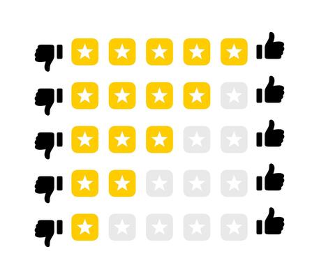 Five star rating. Product rating or customer review
