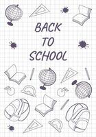Back to school quotes with school supplies in doodle style. Hand drawn illustration for banner or poster vector