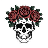 Skull with roses vector