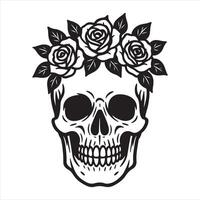 Skull with roses on the head vector