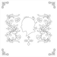 A coloring page with a silhouette of a woman vector