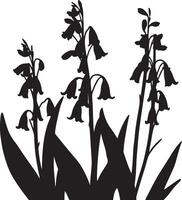 Silhouette of flowers in black and white vector