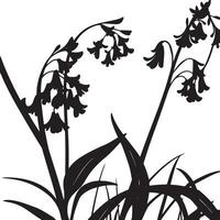 Silhouette of flowers in the grass vector