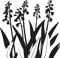 Black and white illustration of flowers vector