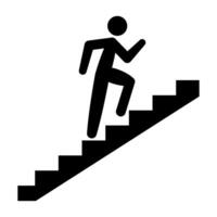 Man Walking Up the Stairs. Silhouette Illustration. A simplified human figure walking up a staircase. The person is shown in motion. vector