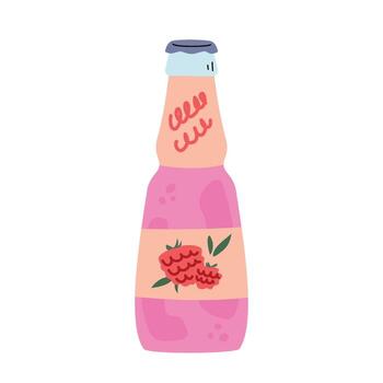 A bottle of raspberry soda. isolated drink on a white background. vector