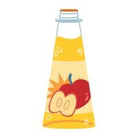 Illustration bottle of apple juice. vector