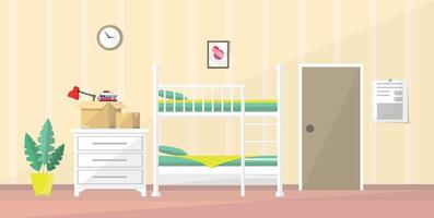 Bunk bed room design with green accents vector