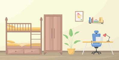 Bunk bed and workspace in a room vector