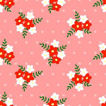 sin costura retro modelo de diferente composiciones de plano flores en un delicado pastel punteado antecedentes vector