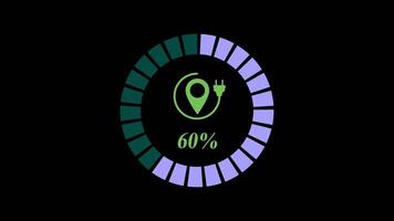 Car battery charge indicator, electric car screen icon, animation with alpha matte video