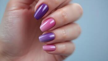 Studio of Ombre Nail Art in Lilac and Blue photo