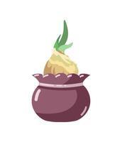 Plant in decorative purple pot vector