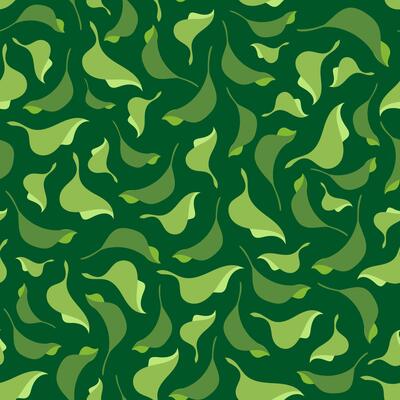 Natural leaves seamless pattern with hand drawn Botanical elements like Green tea, basil, mint, apple or lilac bush foliage, eco abstract leaf texture on dark background for fabric design, packaging