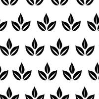 Black leaves silhouette, seamless pattern on white background, simple graphic pictogram illustration, eco friendly organic concept, flat label element for logo, vegan, save energy and packaging vector