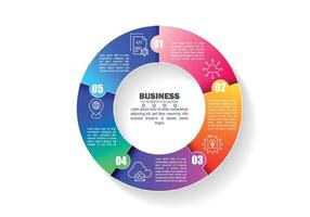 Business Infographic Circular Diagram with Five Sections vector