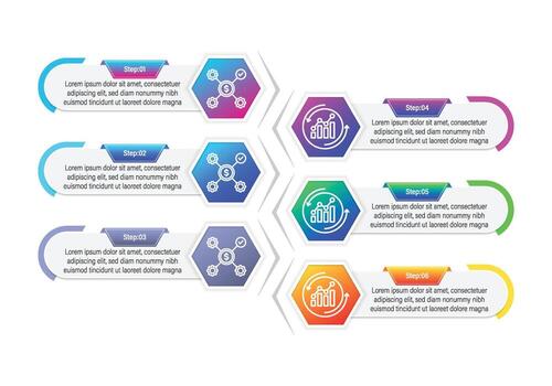 Business Process Infographic with Steps and Data Visualization vector