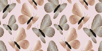 Butterfly pattern on pink background vector