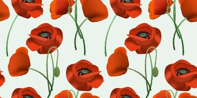 red poppy flower pattern design vector