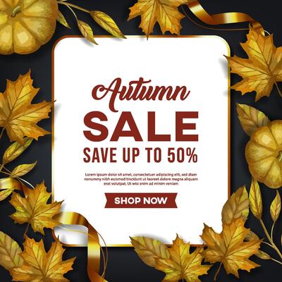 realistic water color autumn sale banner design