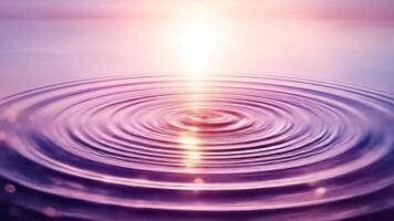 Serene water surface displays sunlit ripples, creating a calming and meditative ambiance with concentric wave patterns. video