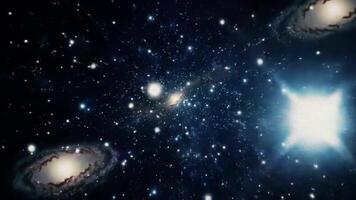 Explore deep space with a journey through stunning galaxies and twinkling stars in this cosmic animation. video