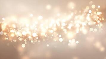 Golden particles gracefully cascade down, illuminating a soft, ethereal background with shimmering light and bokeh effect, ideal for festive designs. video