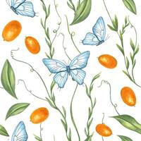 Butterflies and plants illustration vector
